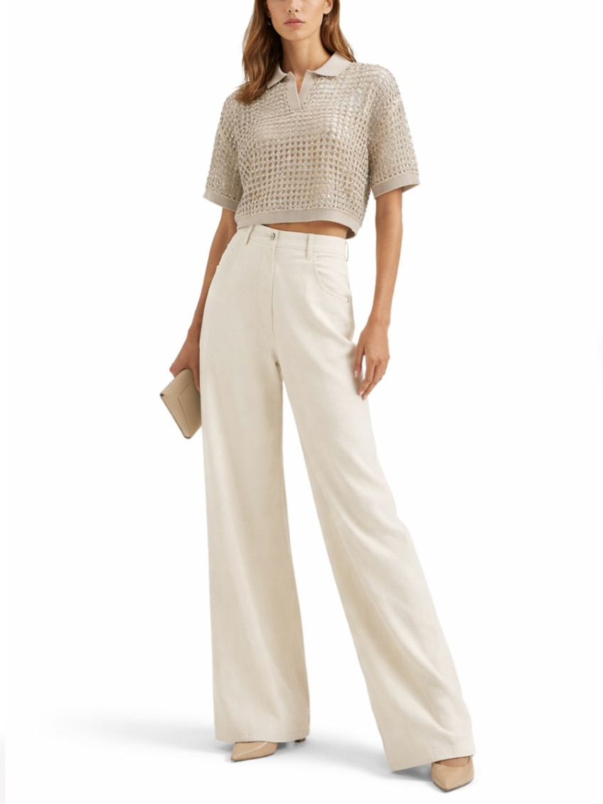 Silk And Linen Knit Polo Shirt