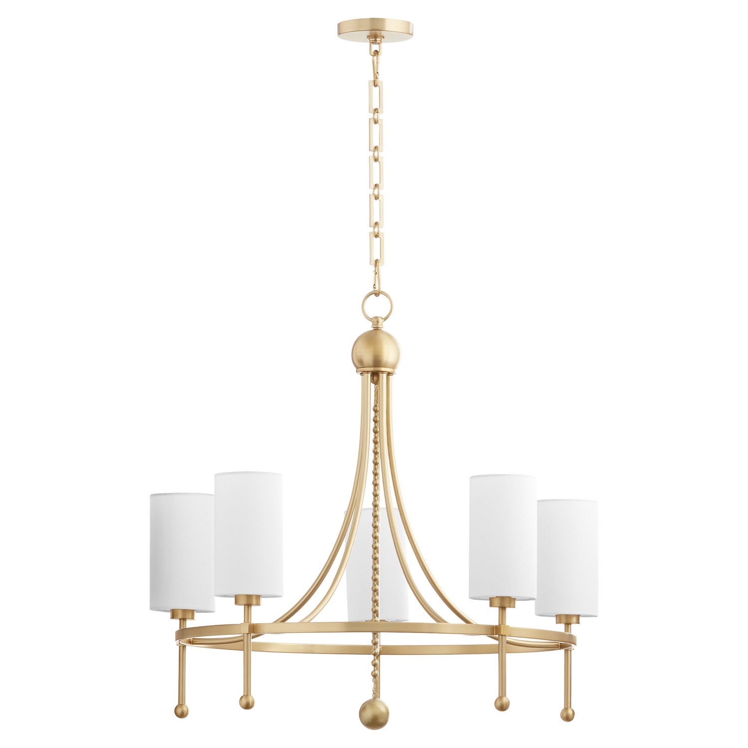 Aged Brass Five Light Chandelier from the Lee Boulevard Collection