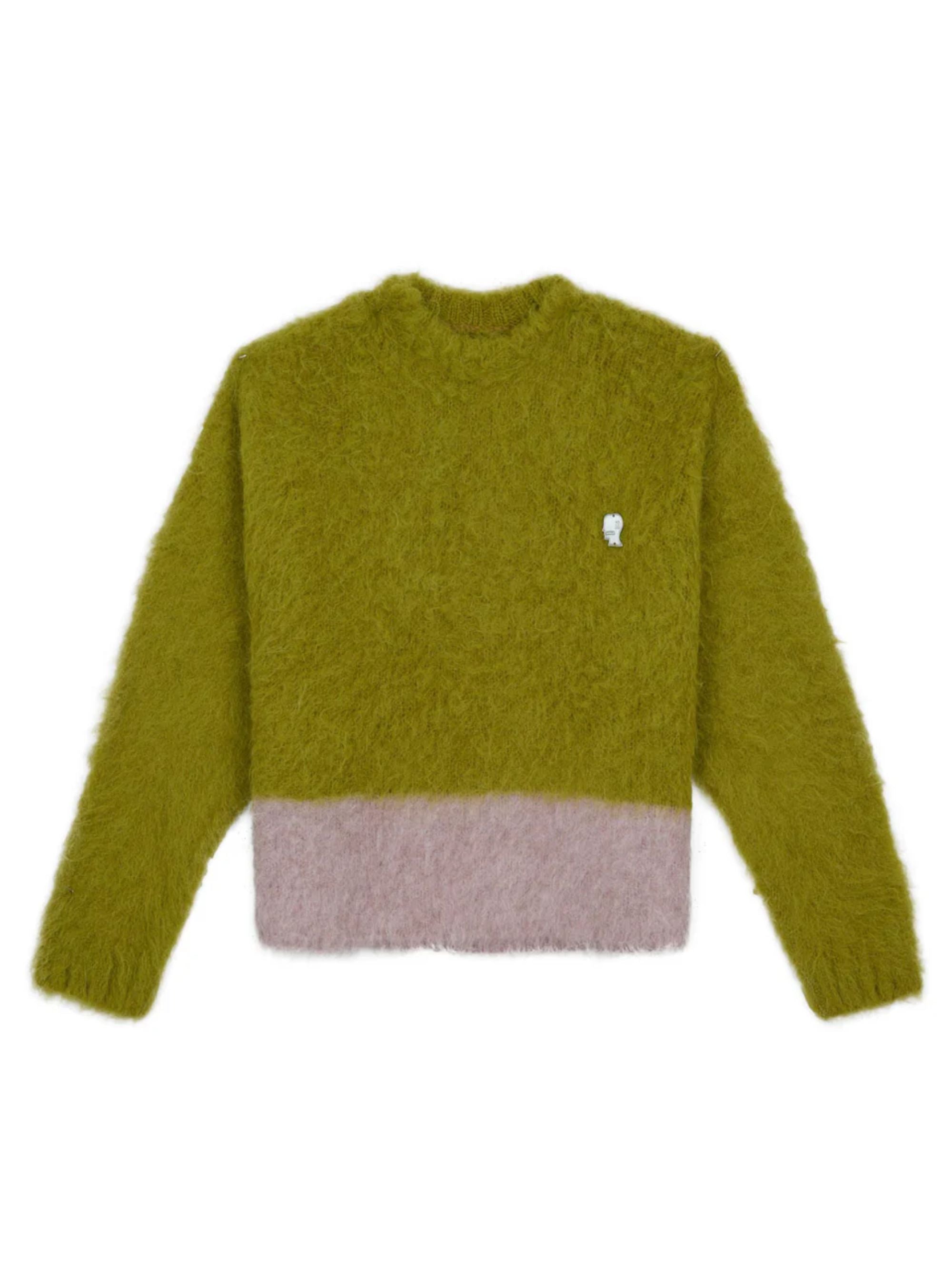 Intarsia Motif Crew Neck Sweater with Long Sleeves