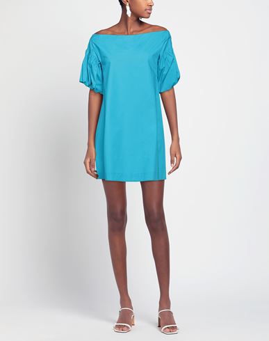 Soallure Woman Mini dress Azure Size 8 Cotton, Polyamide, Elastane