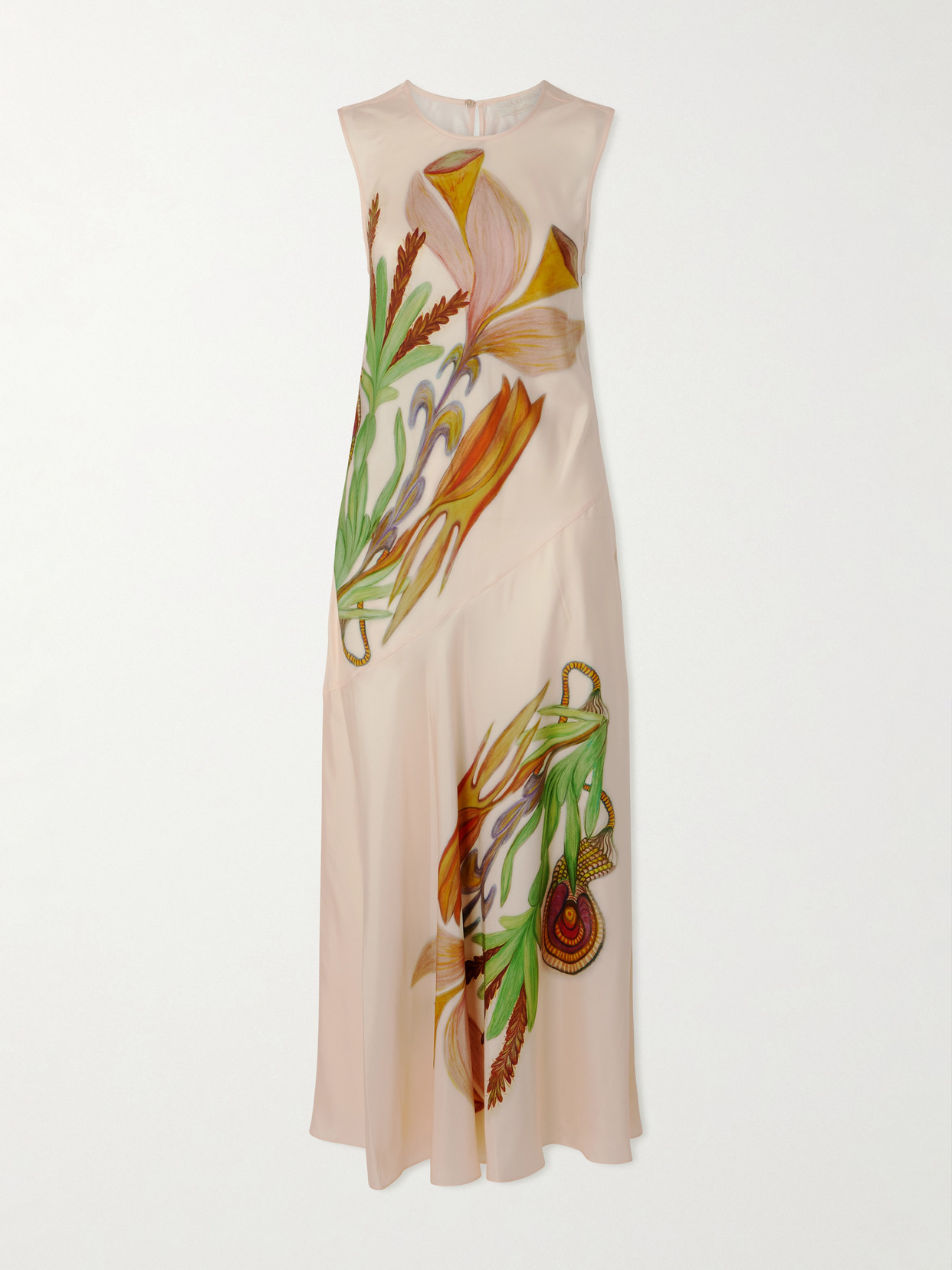 Gaea Paneled Printed Silk-satin Midi Dress - Multi