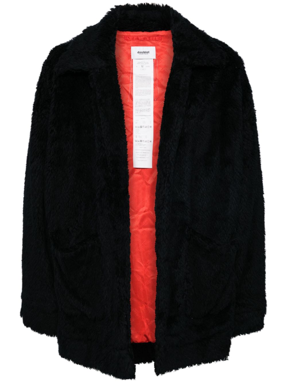 Hand-painted faux-fur jacket - Black