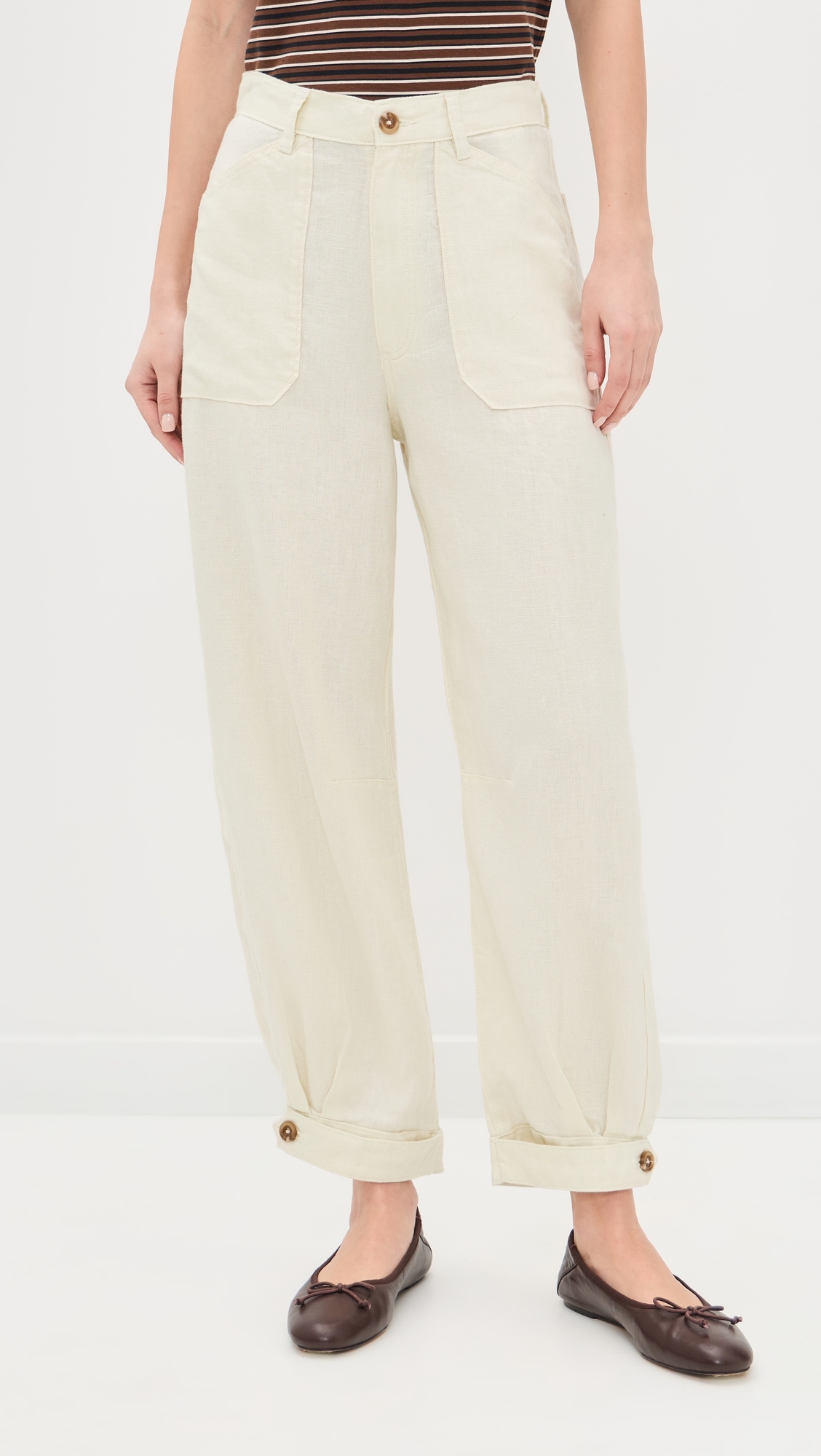 Taylor Relaxed Barrel High Rise Ankle Trousers Flax Linen