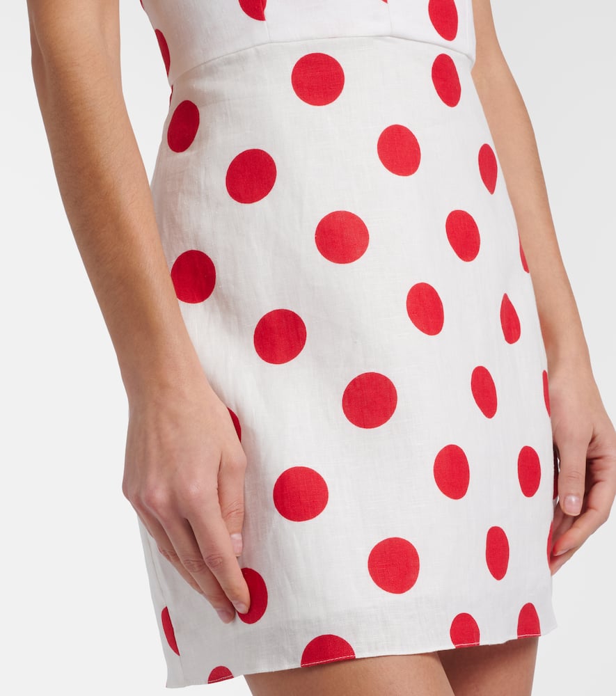 Veneta polka-dot halterneck linen minidress