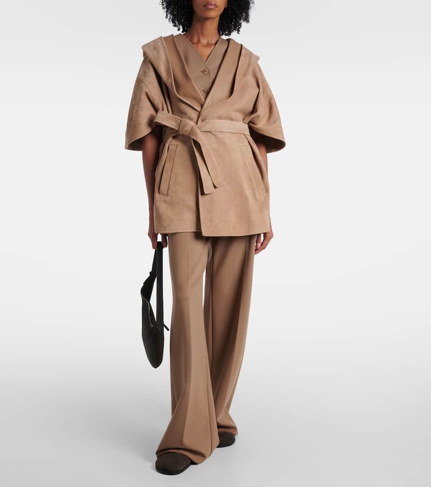 Chiffon suede wrap coat