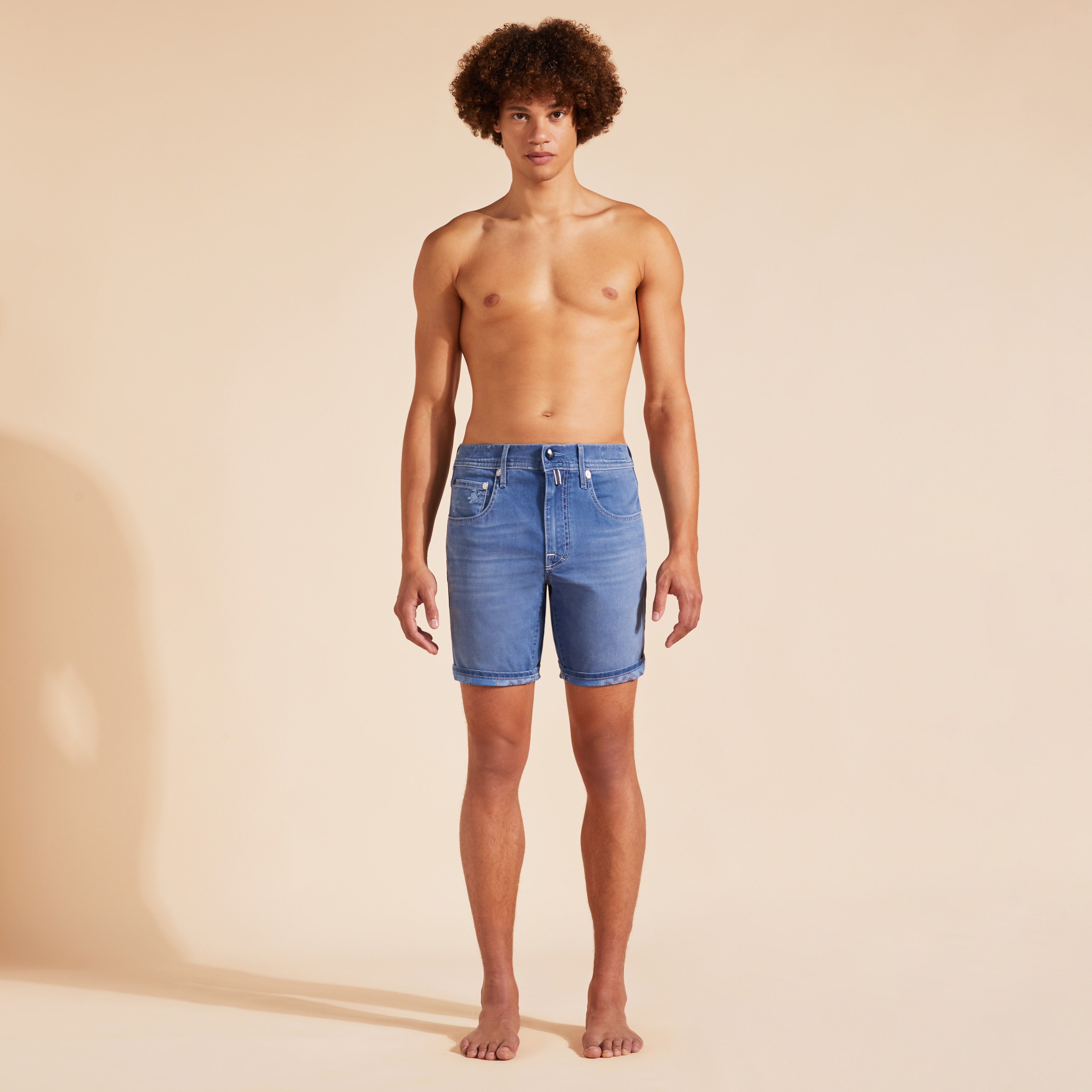 Men 5-pockets Denim Bermuda Shorts Tropical Turtles - Bermuda - Garonne - Blue