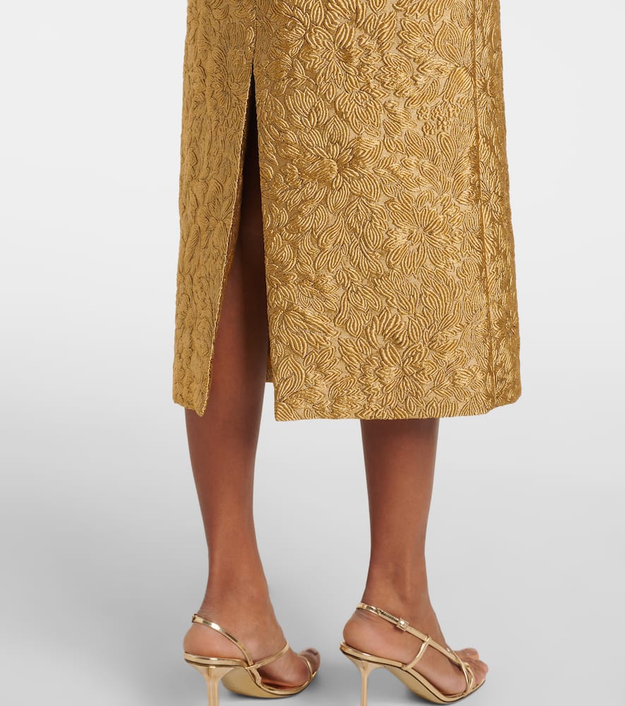 Marcella floral brocade midi dress