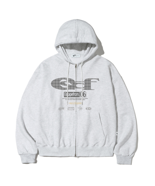 Pattern ESCF Logo Collage Print Two-Way Hoodie Zip-Up
