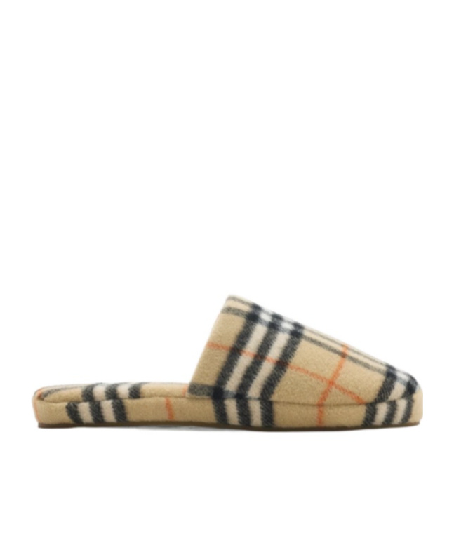 Check Wool Blend Slippers