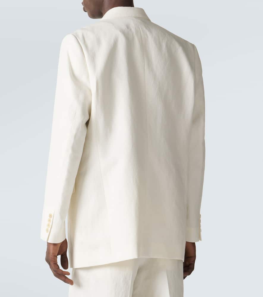 Double-breasted wool, cotton, and linen blazer