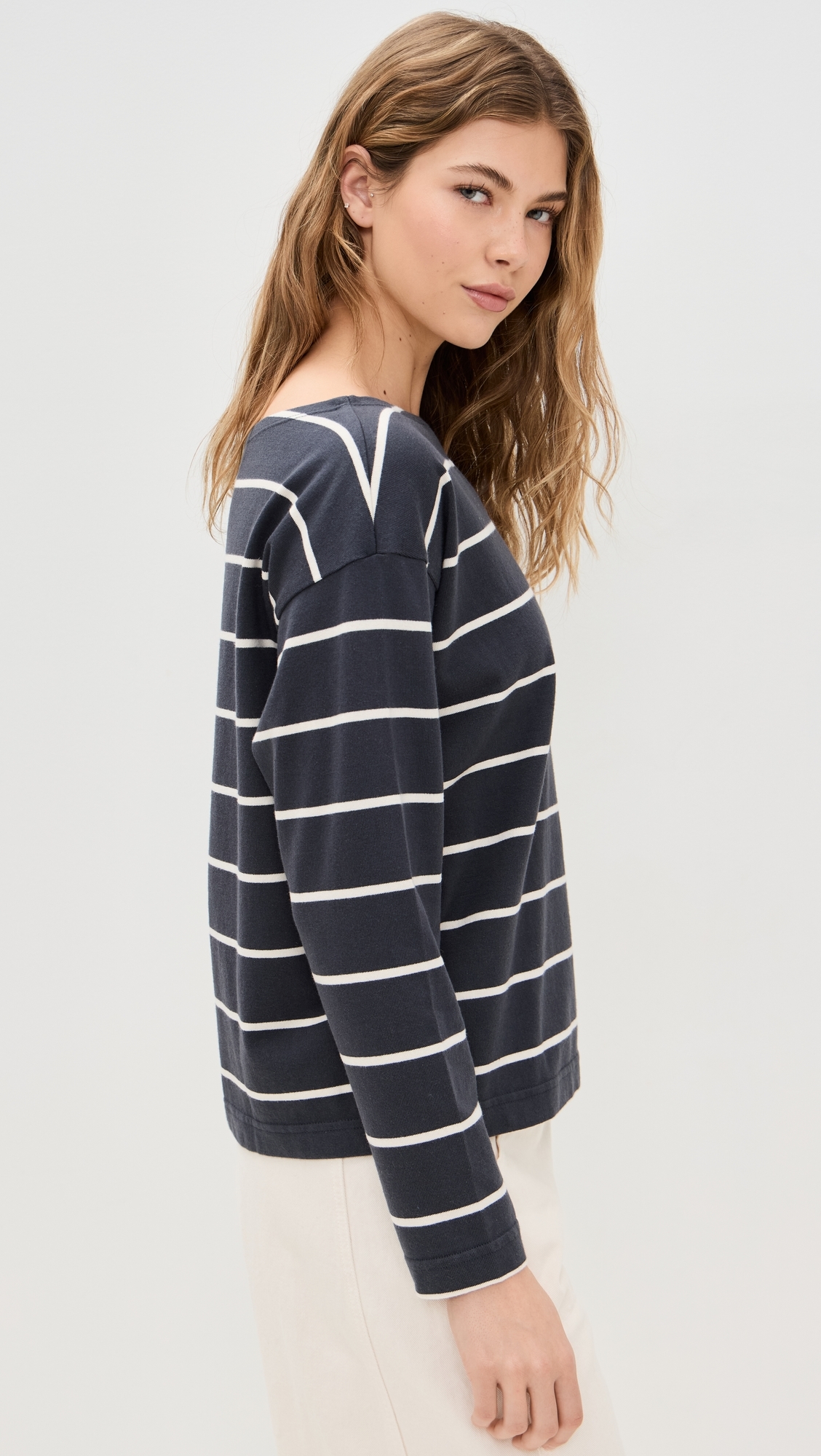 Sport Jersey Boatneck Top Osprey Stripe