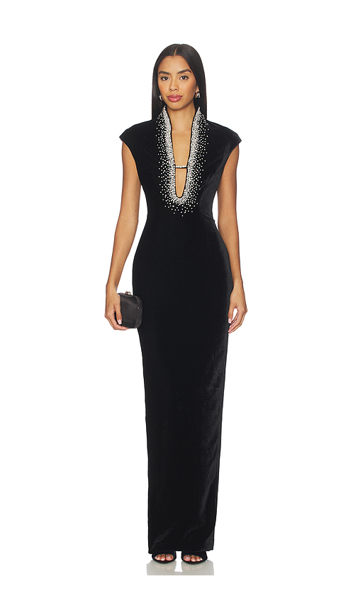 SAU LEE Lenora Velvet Gown in Black. 6. Also
