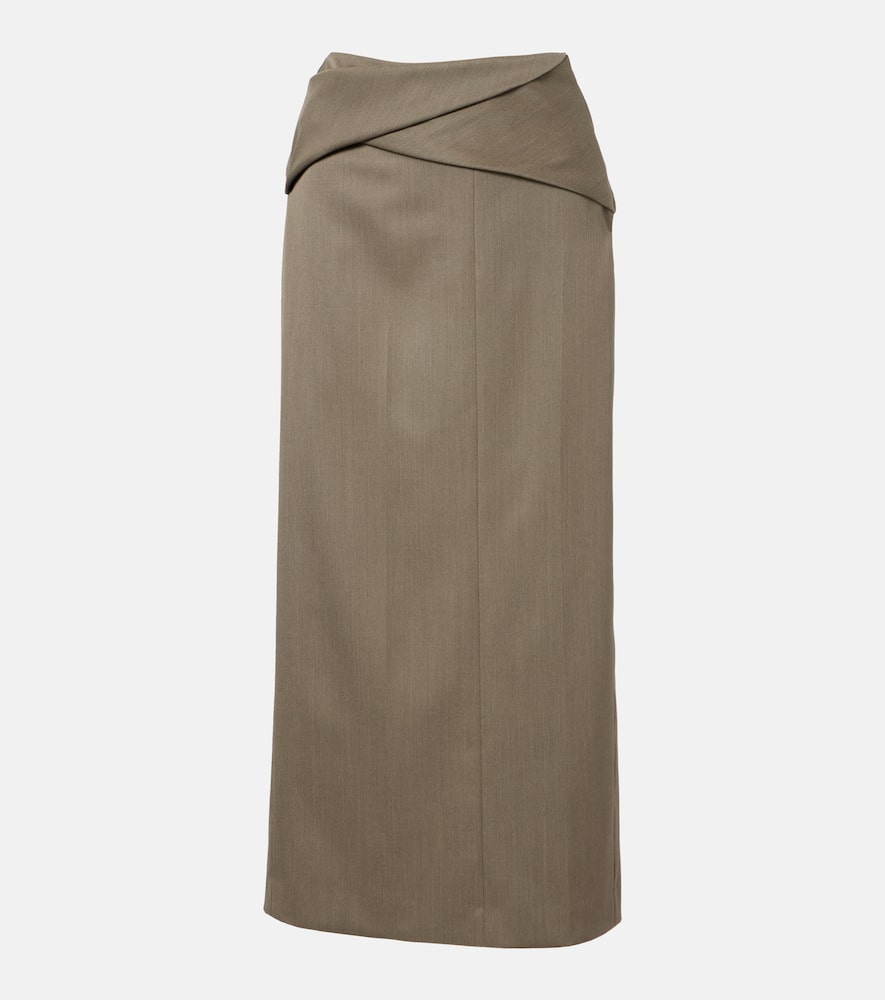 Wool-blend midi skirt