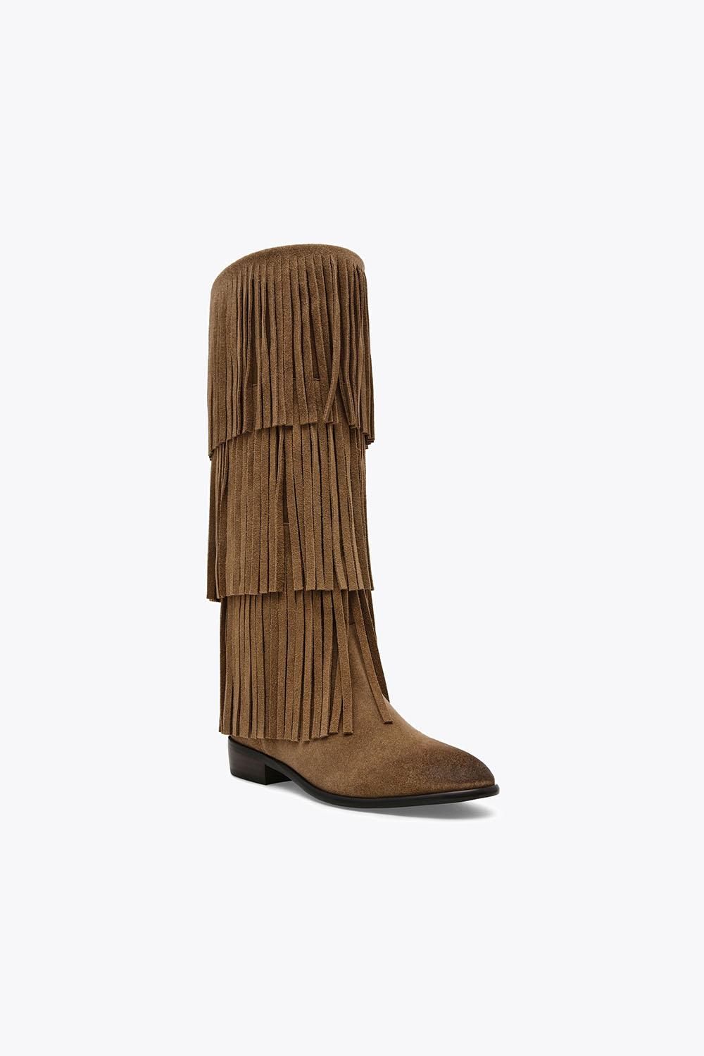 STEVE MADDEN Women's 'Spur Boot Brown' Suede Boots in Taupe