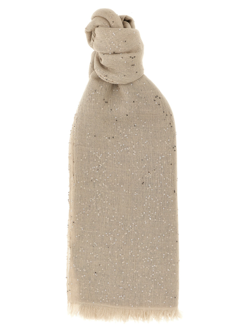 Sequin-embellished scarf - Neutrals