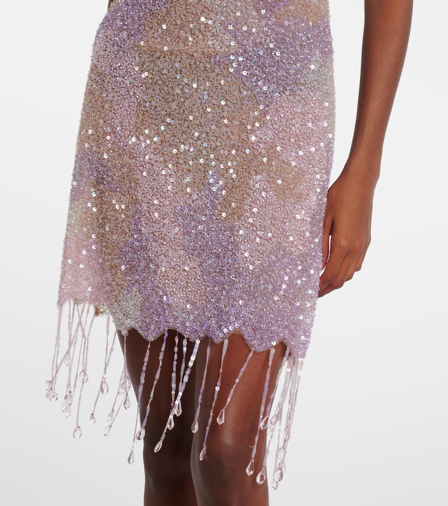 Fringed sequined minidress