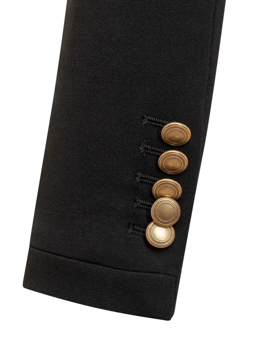 Black Solid Crew Neck Blazer