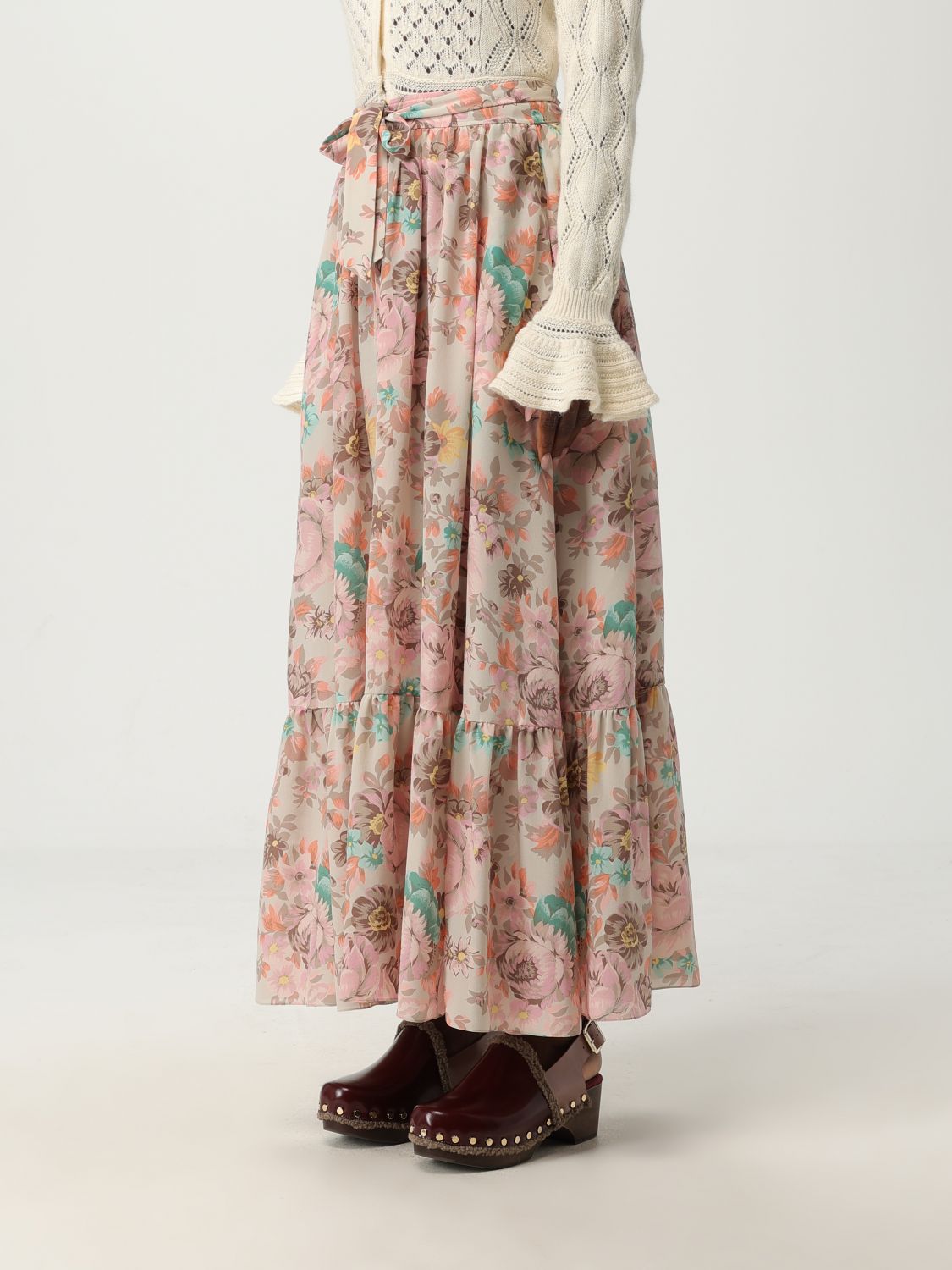 Floral-print ruffled beach skirt - Neutrals