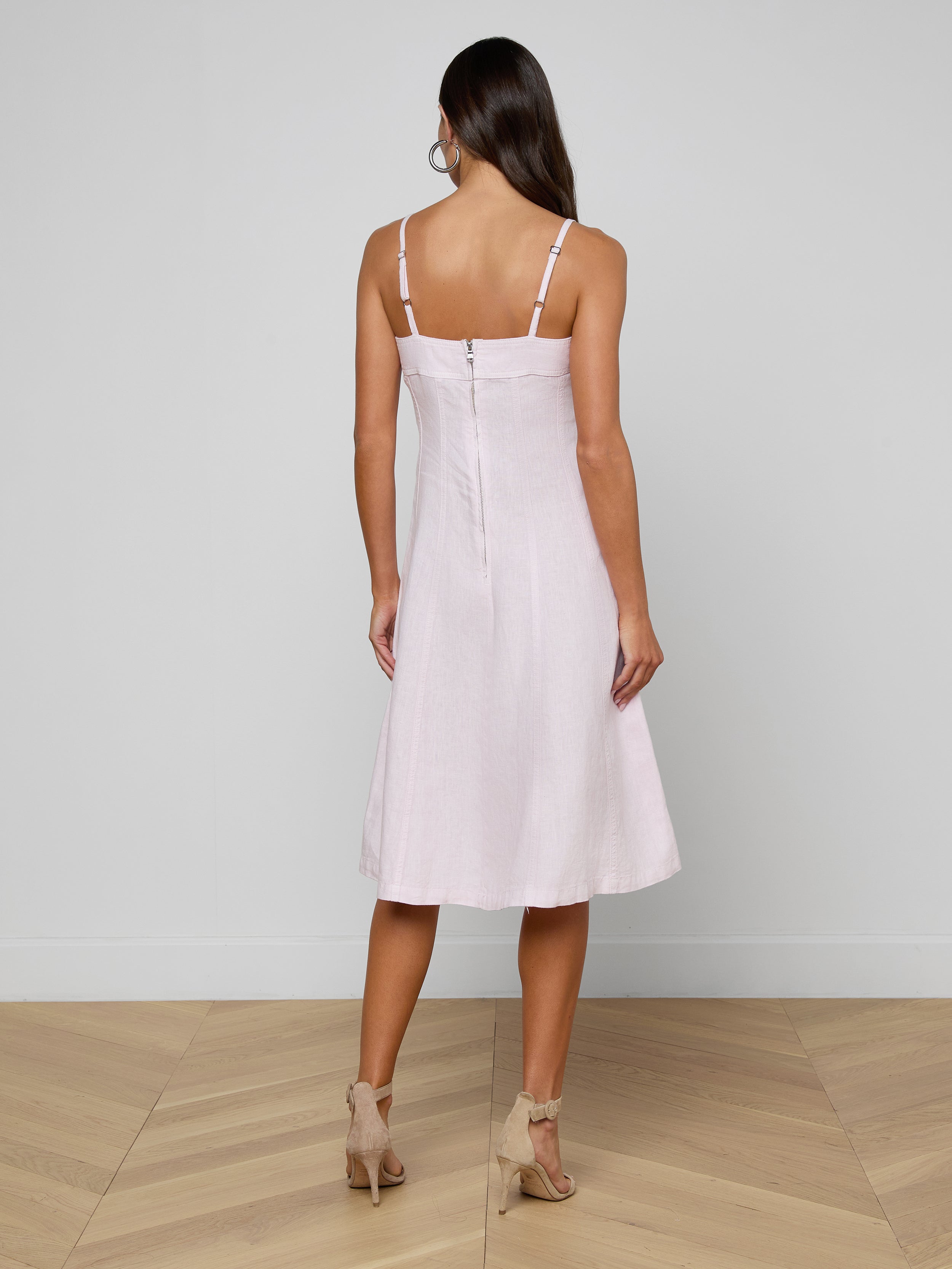 Mitzy Linen Midi Dress In Icy Lilac