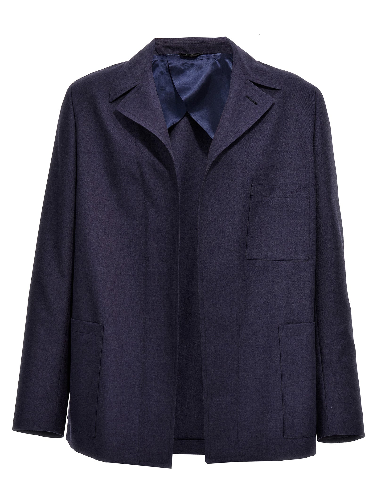 Virgin Wool Blazer — Navy