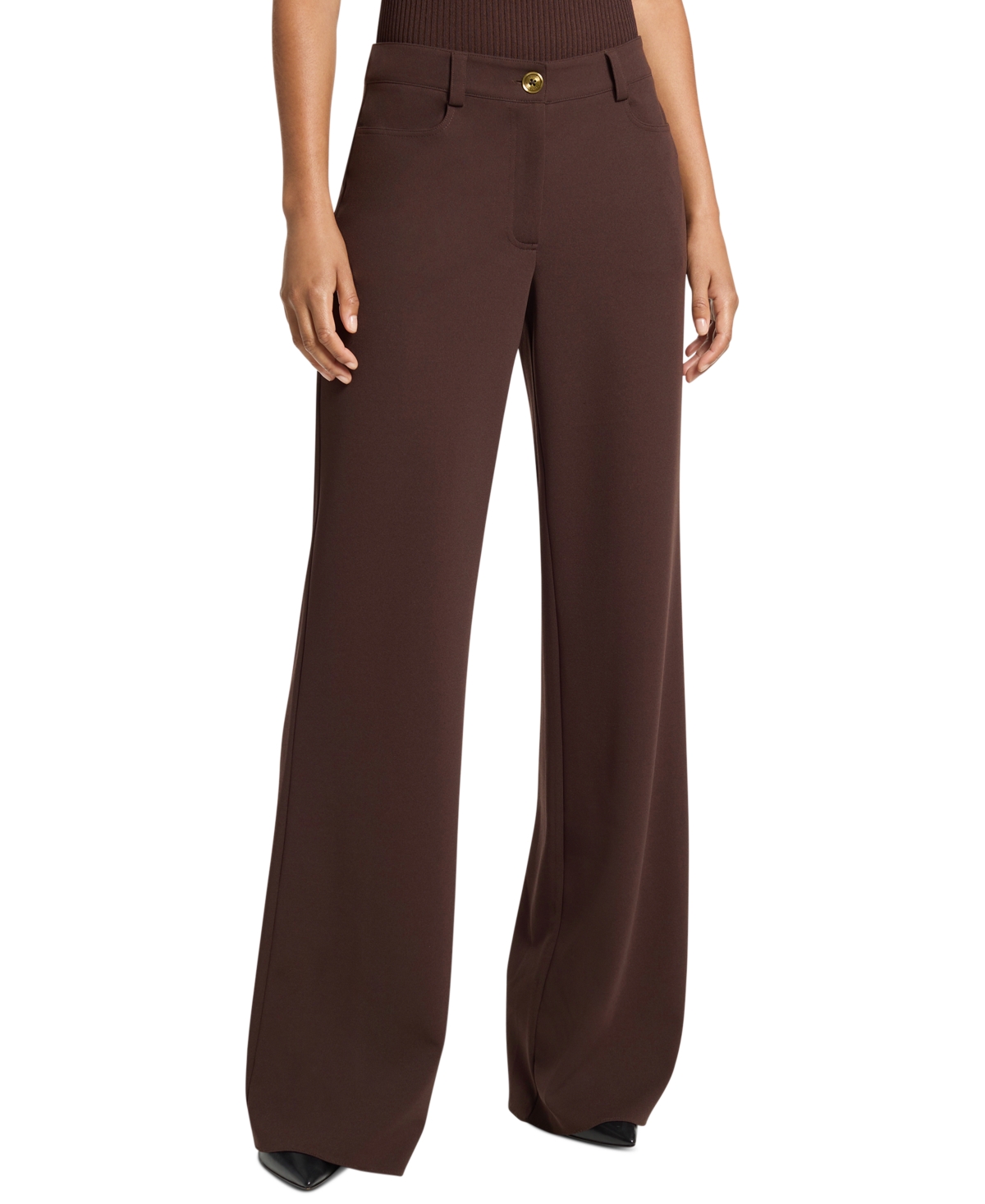 Women's High-Waisted Bootcut Pants - Chocolate