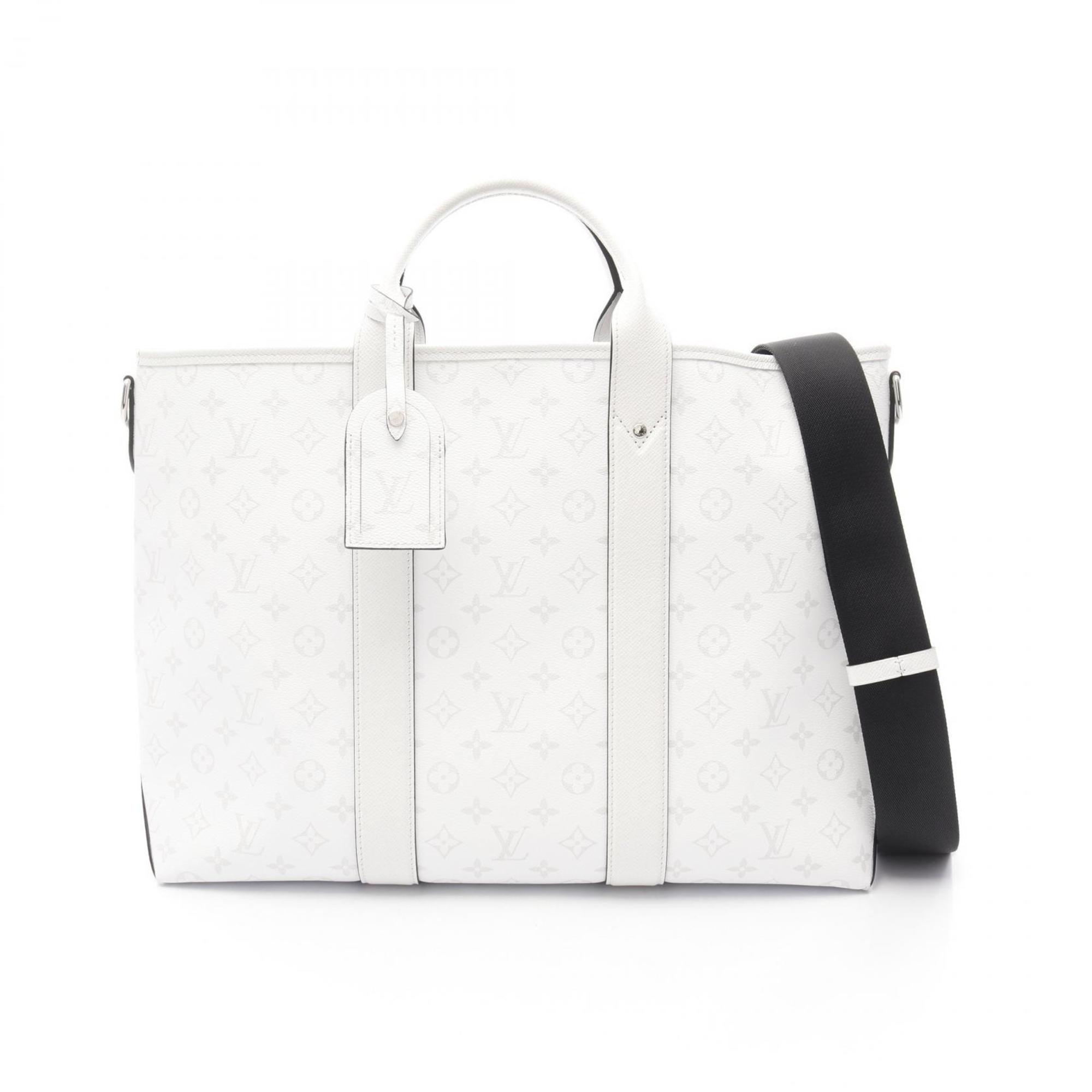 Louis Vuitton Blanc White Coated Canvas Leather Tote Bag Pre-Owned