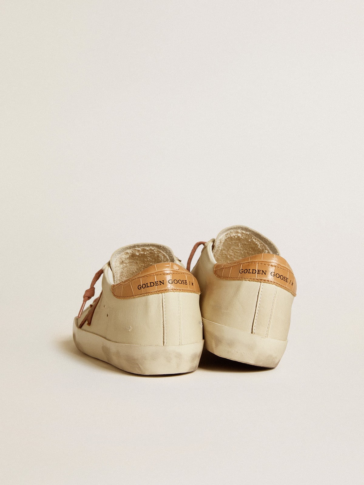 Golden Goose - Women’s Super-star With Leather Star And Crocodile-print Leather Heel Tab, Woman