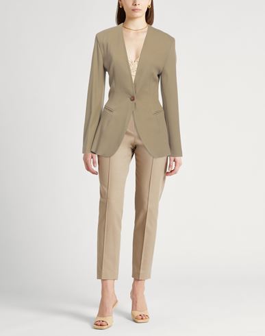 Alysi Chocolat Woman Blazer Sand Size 0 Cotton, Polyamide, Elastane