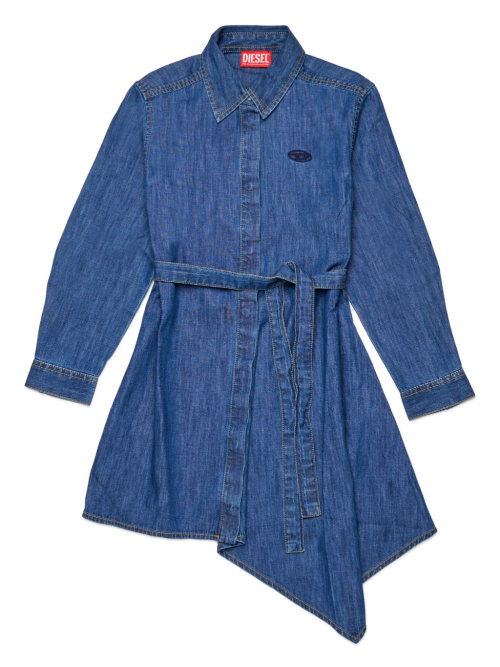 Asymmetric long-sleeve dress - Blue