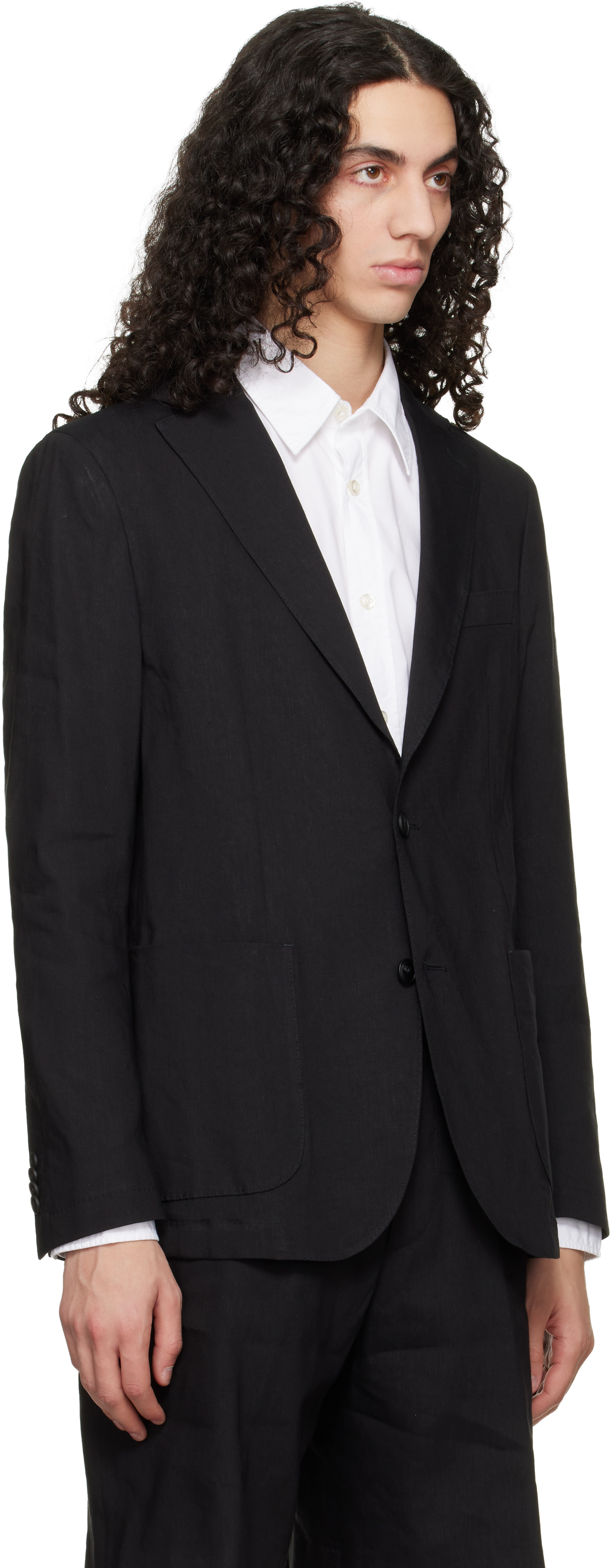 Black Slim-Fit Washable Tech Linen Blazer
