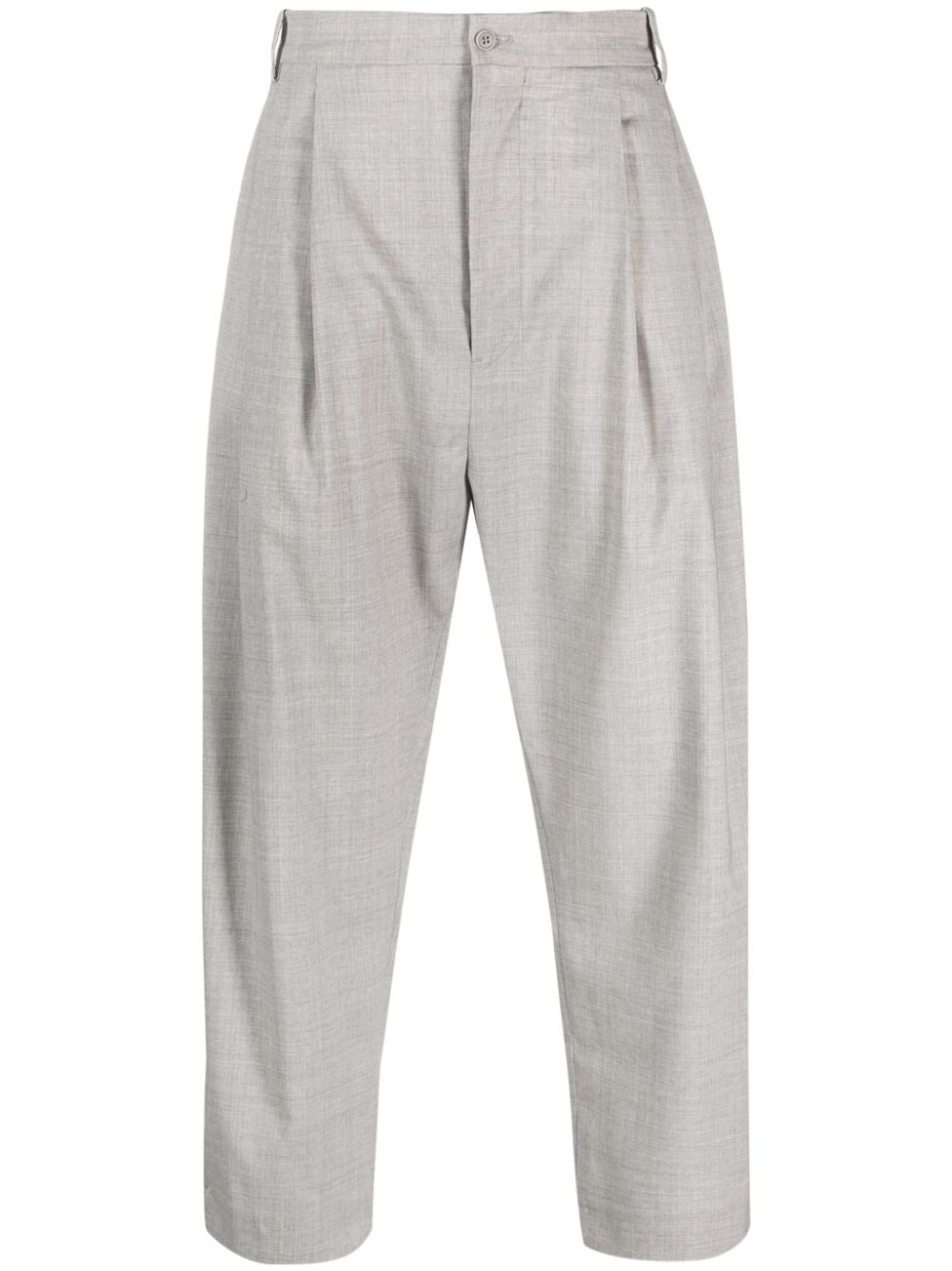 Pleated cropped wool trousers - Grey