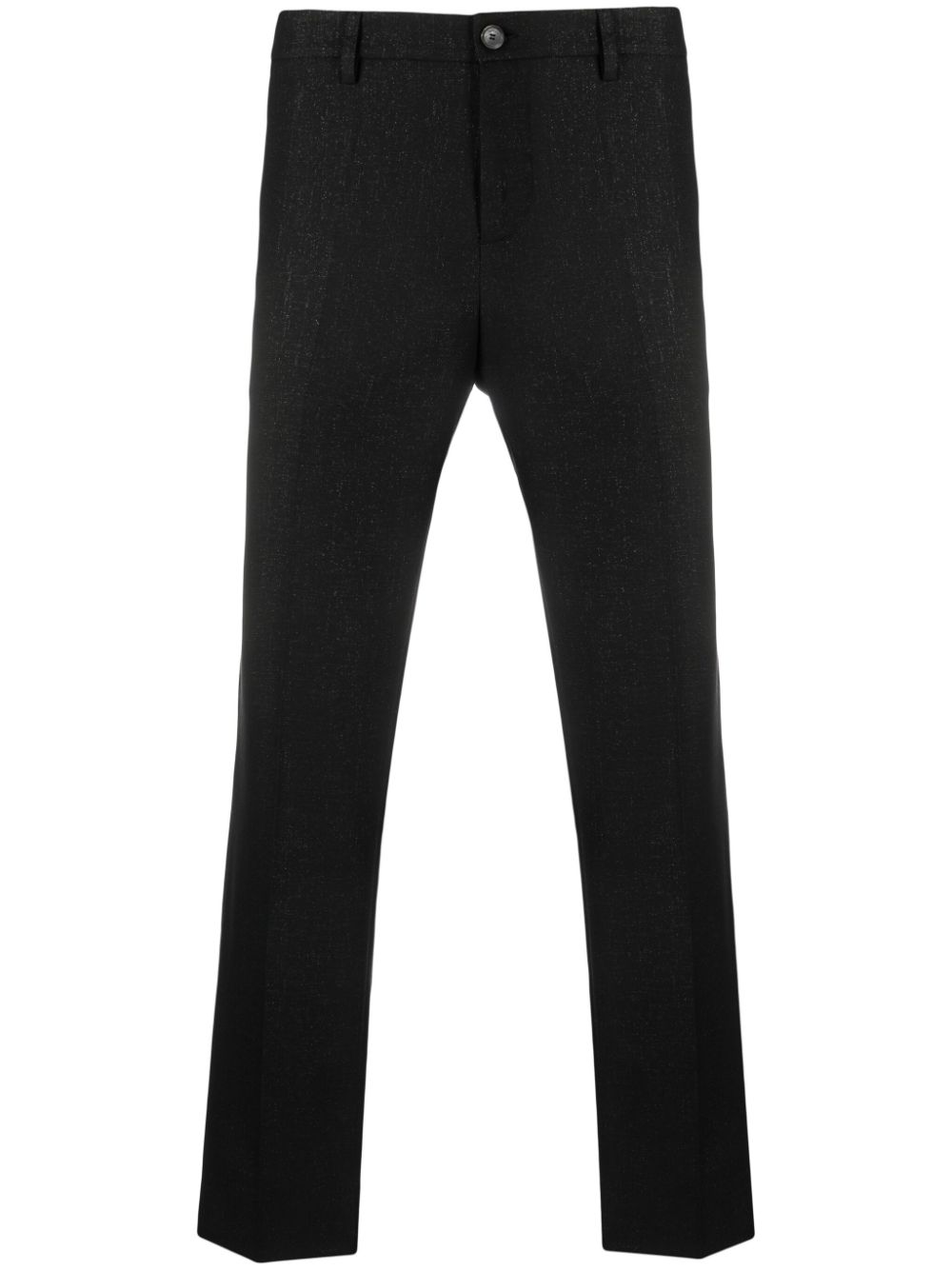Metallic-threading cotton slim trousers - Black