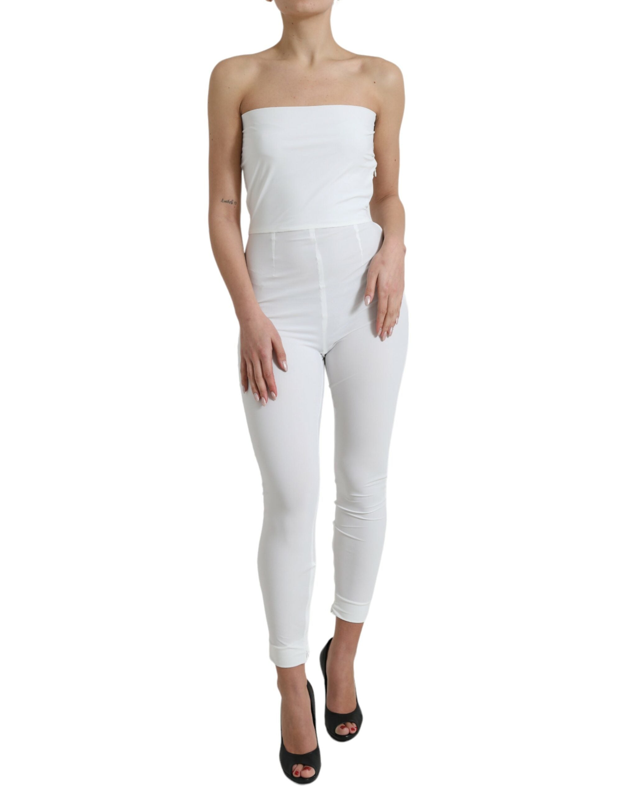 Strapless Bodycon Jumpsuit Dress — White