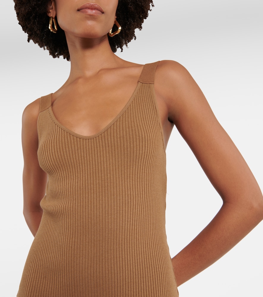 Vince Ribbed-knit cotton-blend midi dress