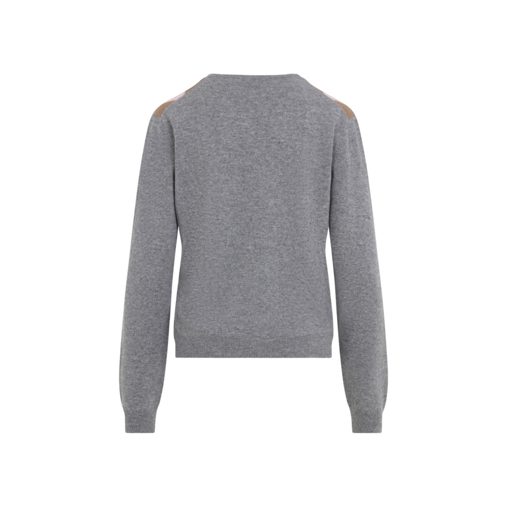 Grey Geometric V Neck Sweater