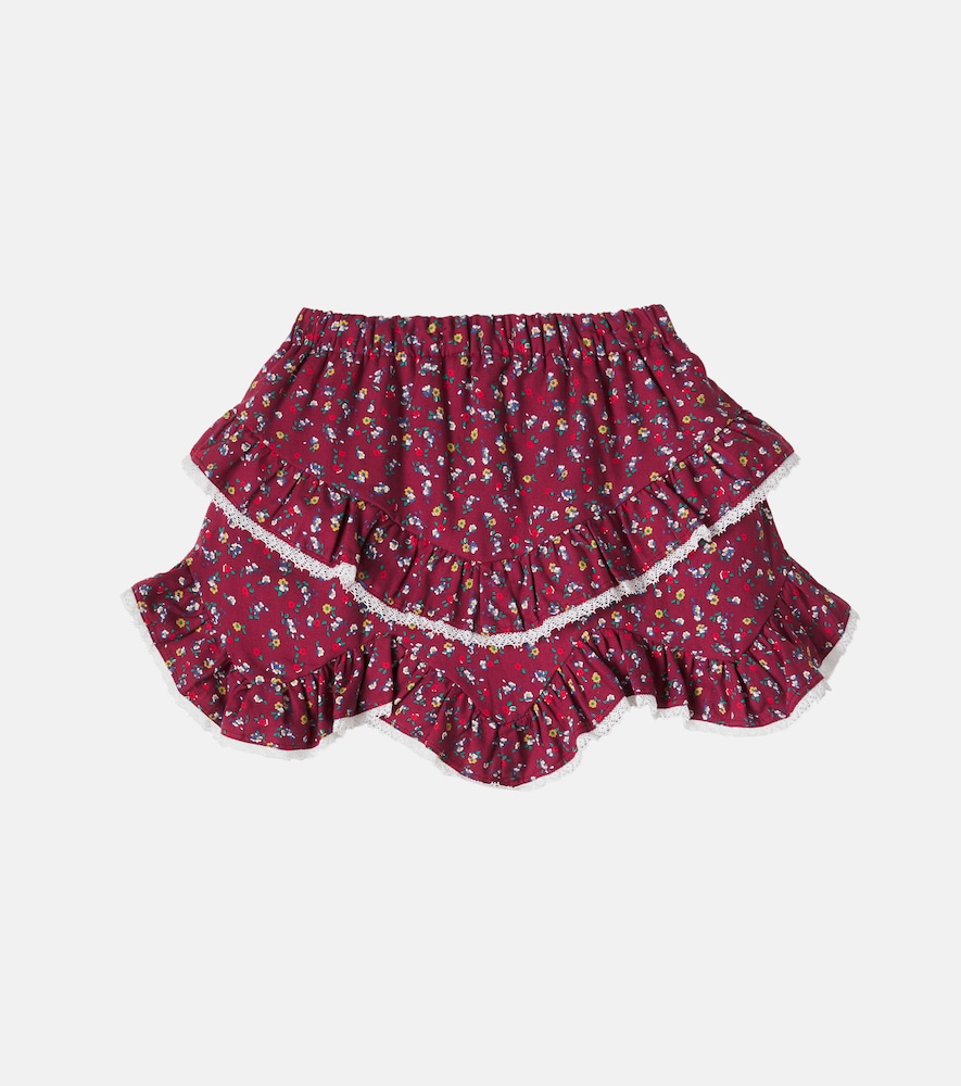 Bloom floral ruffled cotton skirt
