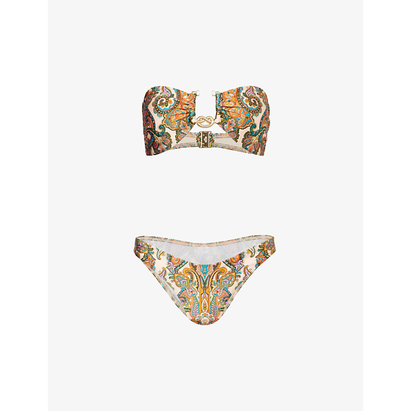 Womens Multi Paisley Ottie Paisley-pattern Bikini set