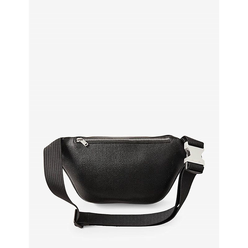 Mens Noir / Gris Logo-print Faux-leather Belt bag 