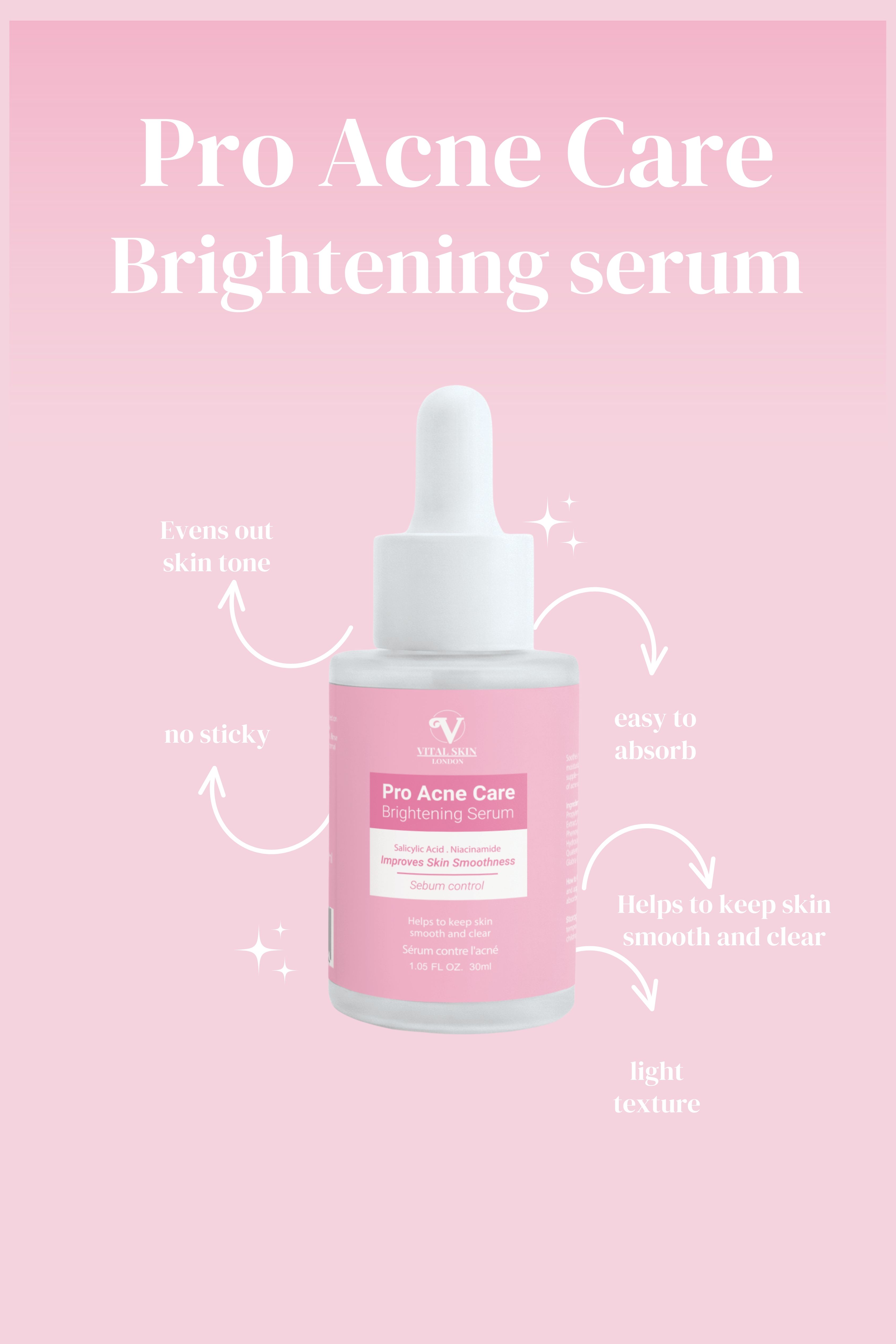 Vital Skin London Unisex Pro Acne Care Brightening Serum salicylic acid & niacinamide in Pink