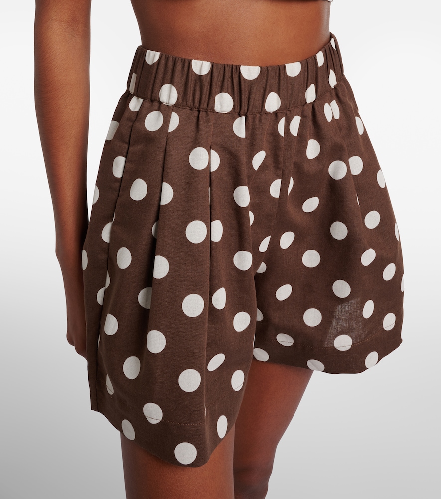 Zurich polka-dot linen and cotton shorts