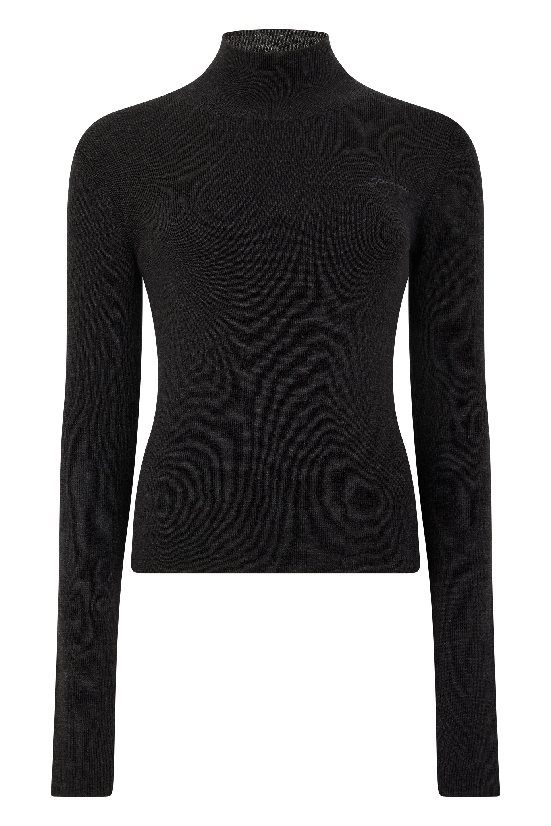 Fitted Wool Turtleneck Sweater Cropped Mini Silhouette