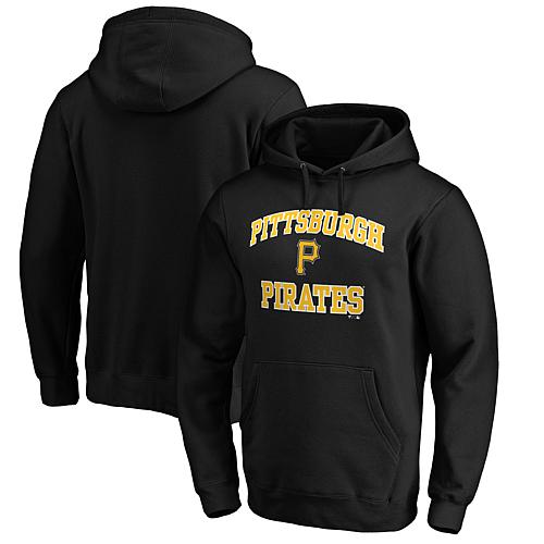 Men's Fanatics Black Pittsburgh Pirates Heart & Soul Fitted Pullover Hoodie