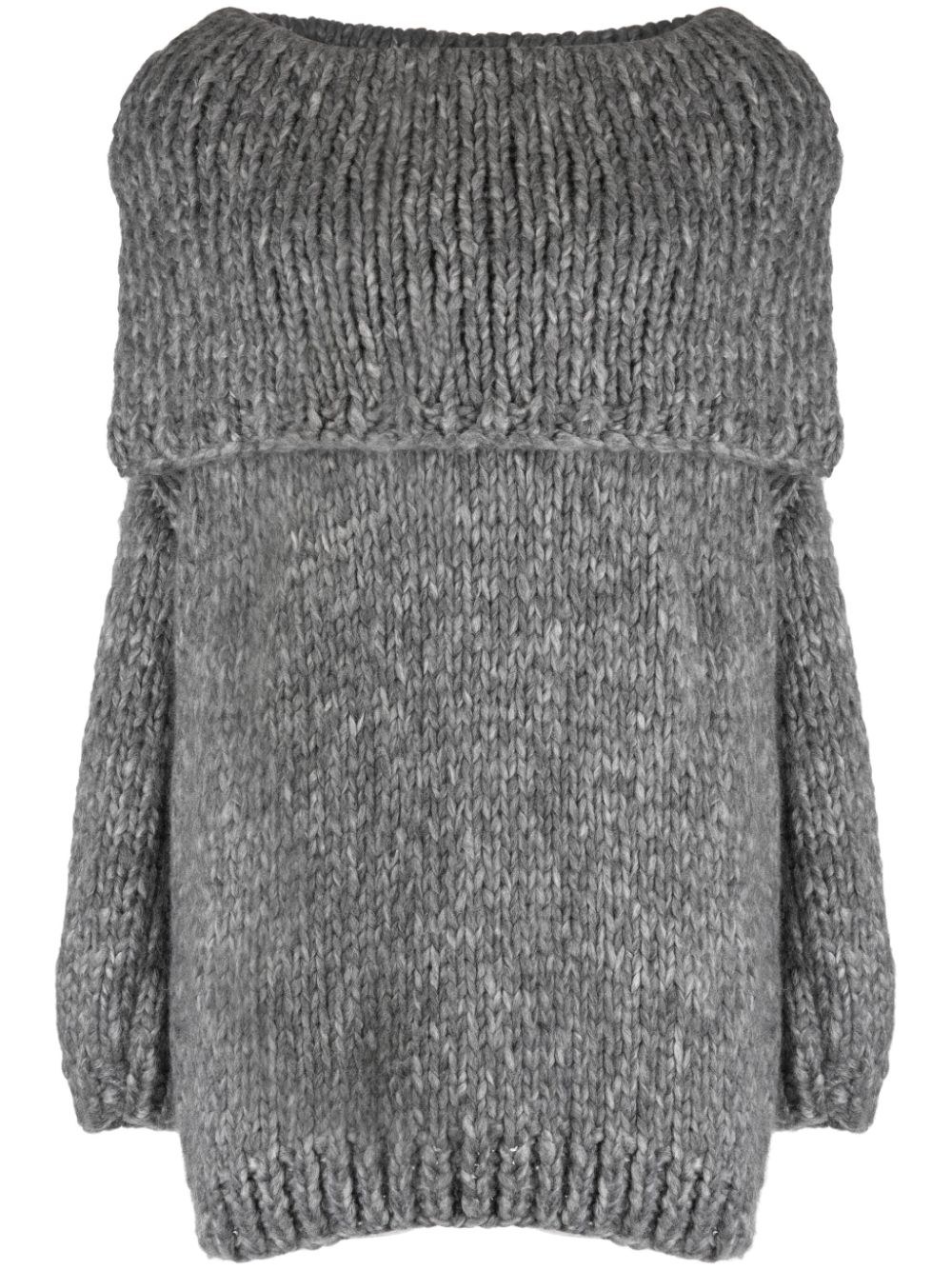 Turn-up brim chunky-knit jumper - Grey