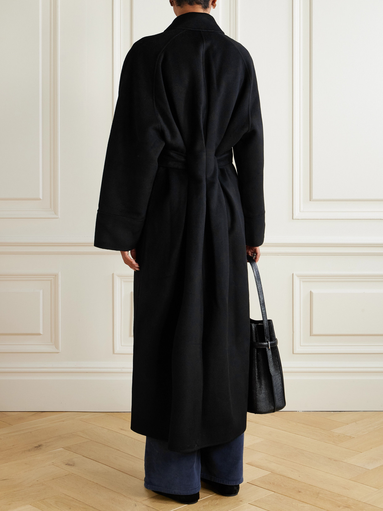 Yoonmi Belted Brushed Wool-blend Coat - Black