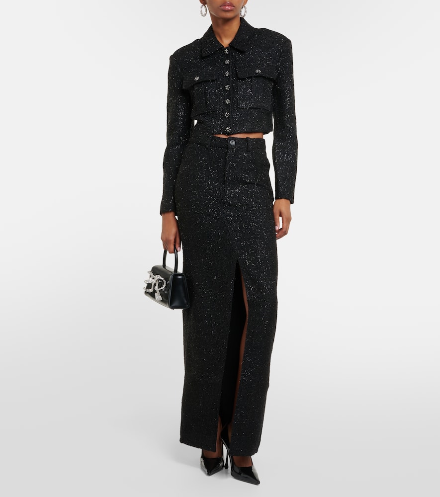Self-Portrait Bouclé maxi skirt