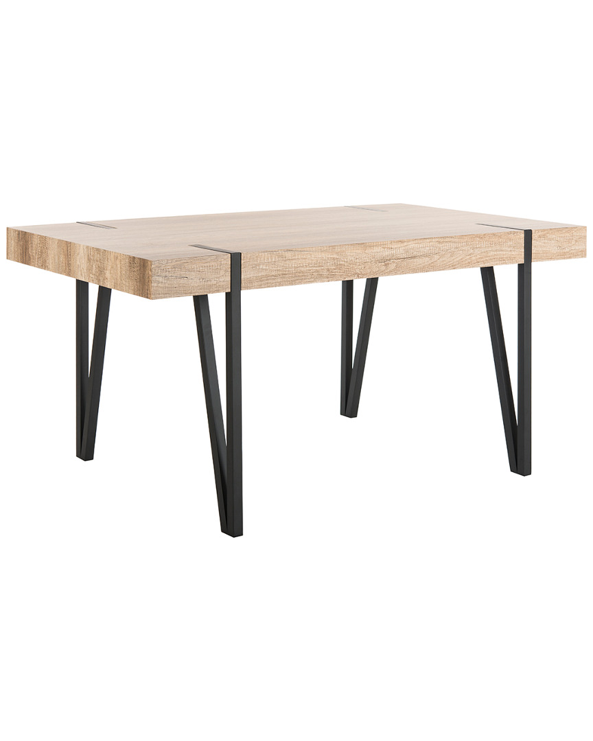 Alyssa Rustic Midcentury Wood Top Dining Table