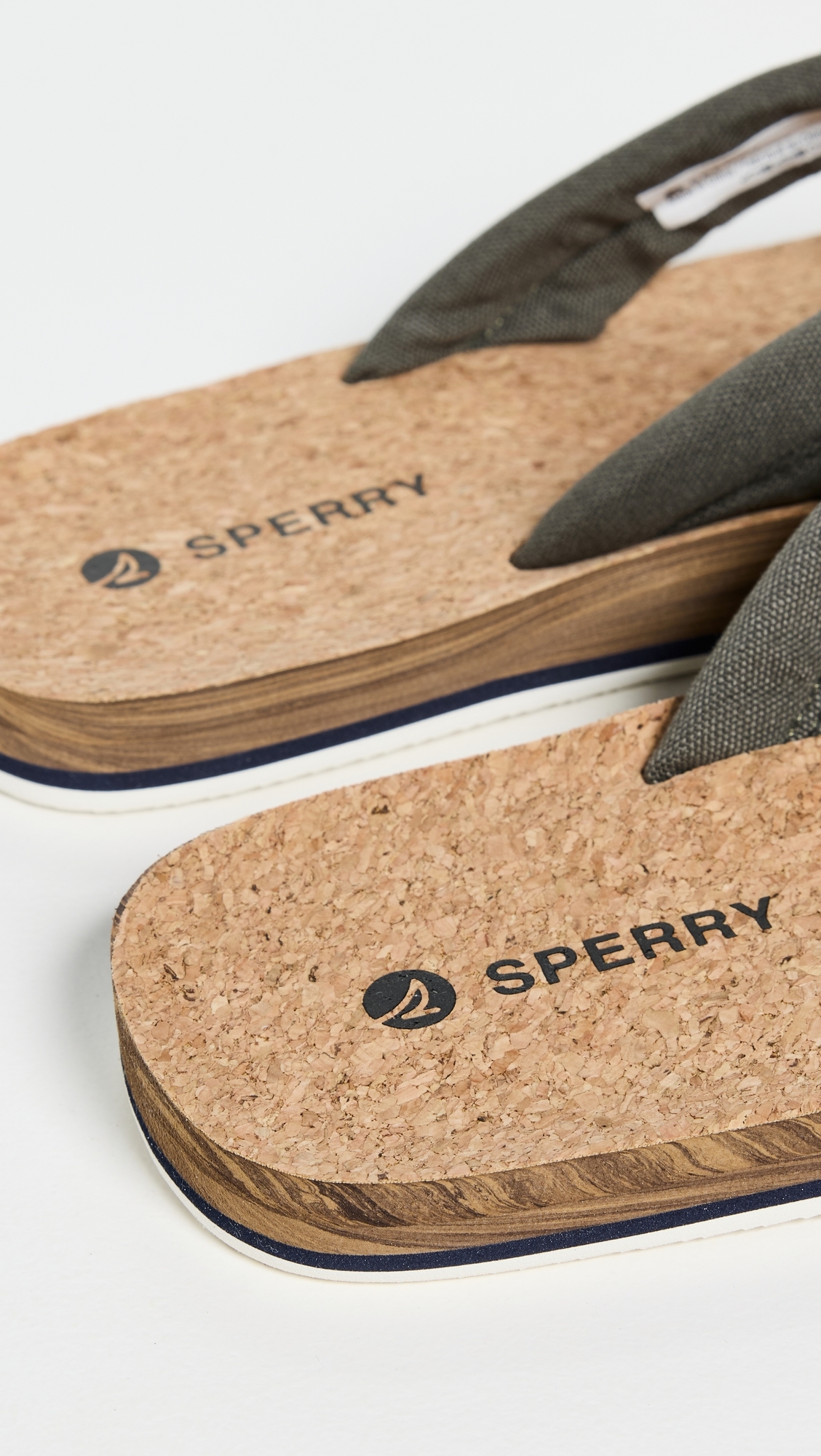 Sperry Porto Sandals Khaki Textile Canvas Flocked