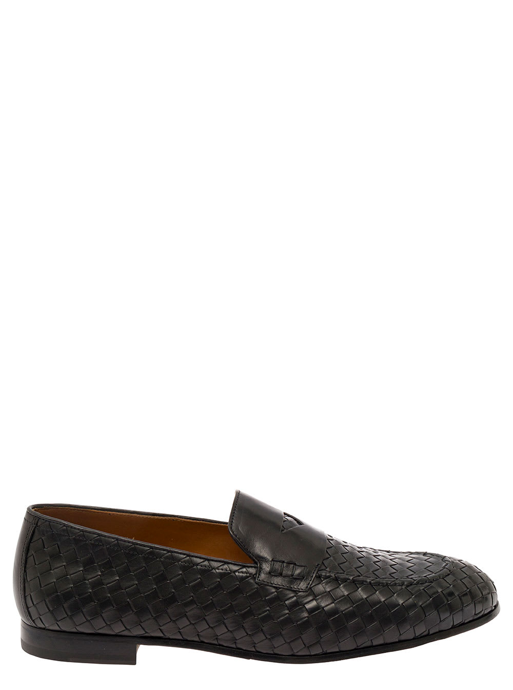 Woven leather penny loafers - Black