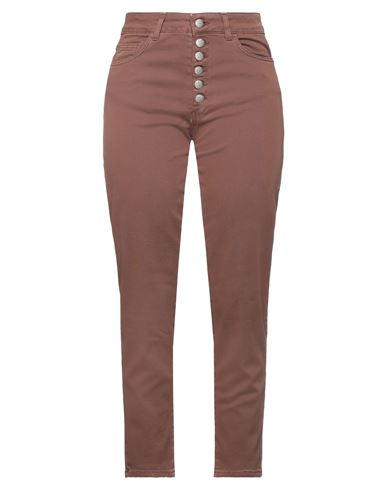 Woman Jeans Chocolate brown Size 10 Cotton, Elastane