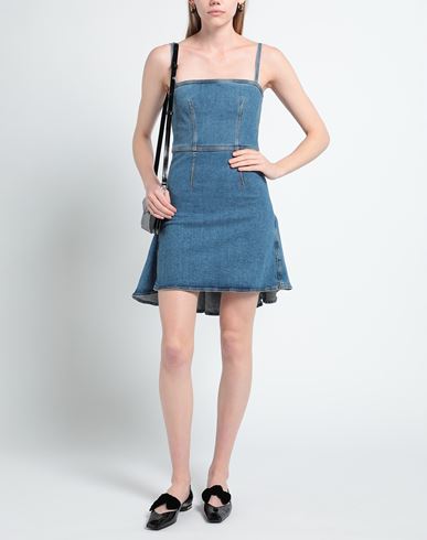 Woman Mini dress Blue Size 2 Cotton, Elastane